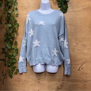 Elan Light Blue Knit Sweater with distressing
